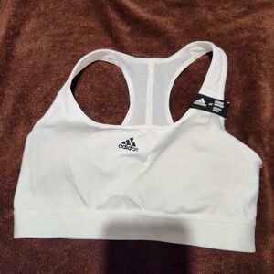 Adidas Sports Bra Size Small White Medium Support Removable Pads.  New